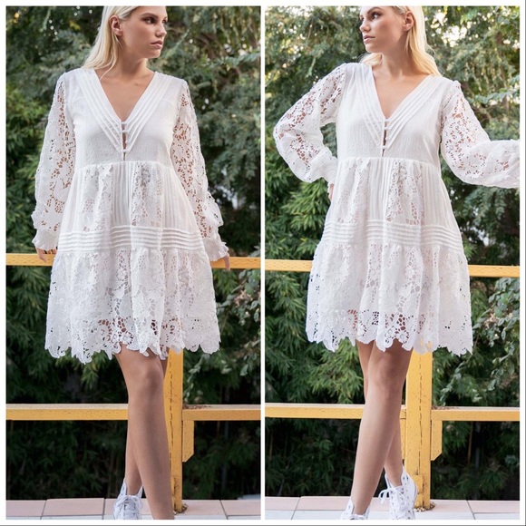 Romance Lovely in Lace White Mini Dress - Picture 4 of 10